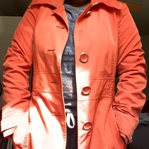 London fog orange raincoat
